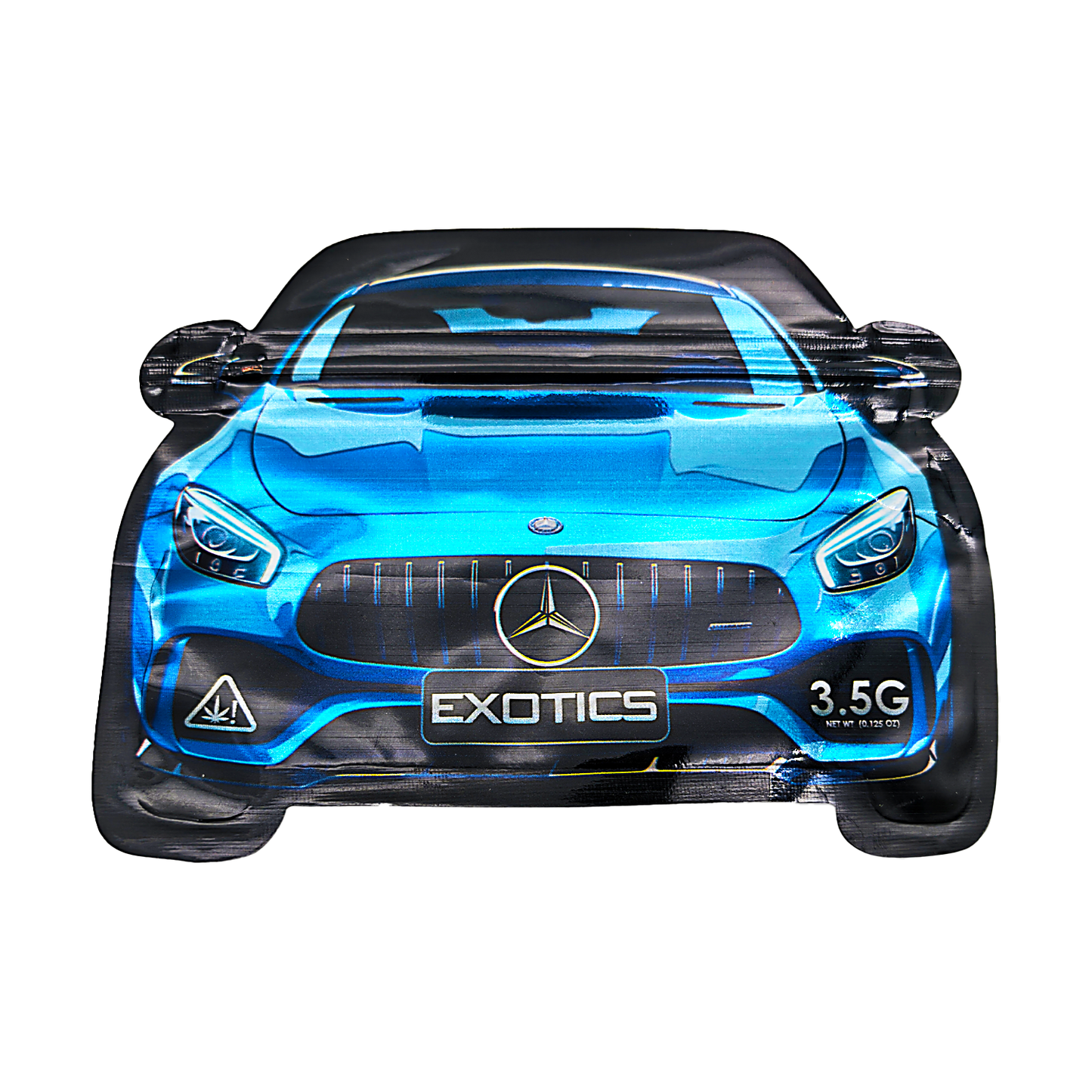 3.5g Shaped Mylar Bag - Blue Mercedes Benz Car (50 Count)