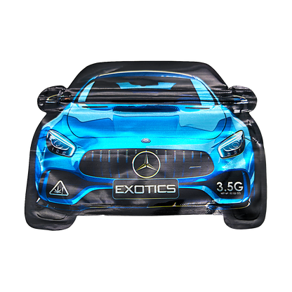 3.5g Shaped Mylar Bag - Blue Mercedes Benz Car (50 Count)