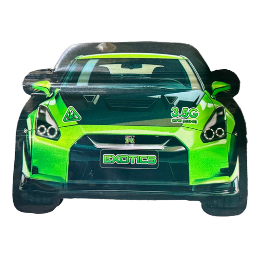 3.5g Shaped Mylar Bag - Green Nissan Car (50 Count)