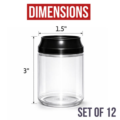 (12 Count) Clear Soda Can Style Storage Containers with Lids – Reusable Decorative Organizer Set