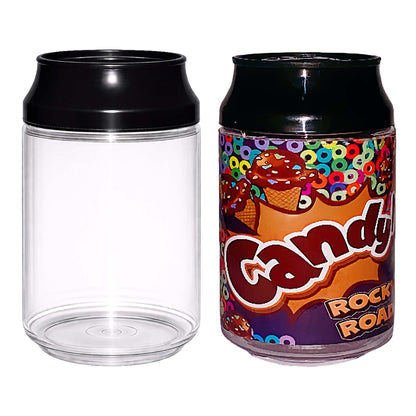 (12 Count) Clear Soda Can Style Storage Containers with Lids – Reusable Decorative Organizer Set