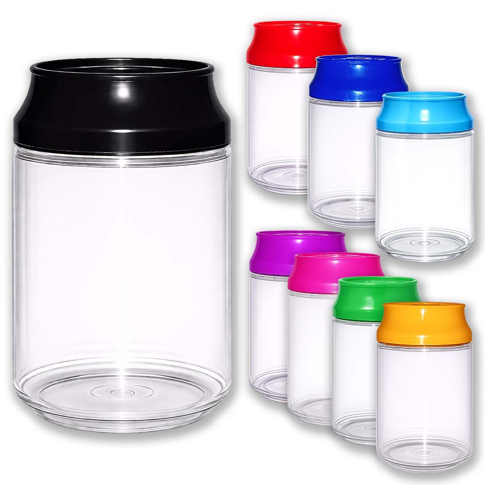 12 Pack 3.5g Soda Can Style Plastic Storage Containers with Lids Mystery Bundle - Assorted Designs