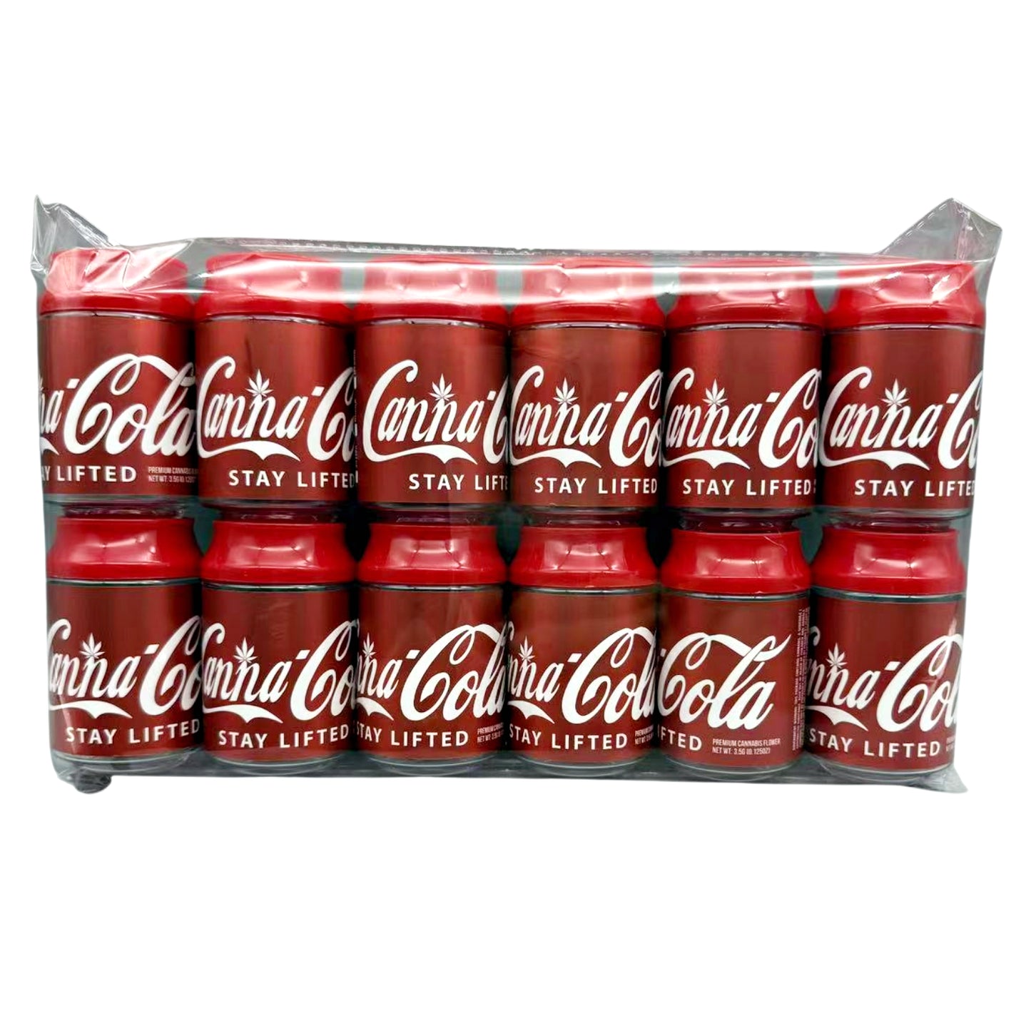 Can Mylar bag 3.5g, herb Mylar Bags, Where to buy mylar bags, Custom mylar bags near me, Mylar Bags Wholesale. Pack of red cans with white text on a white background