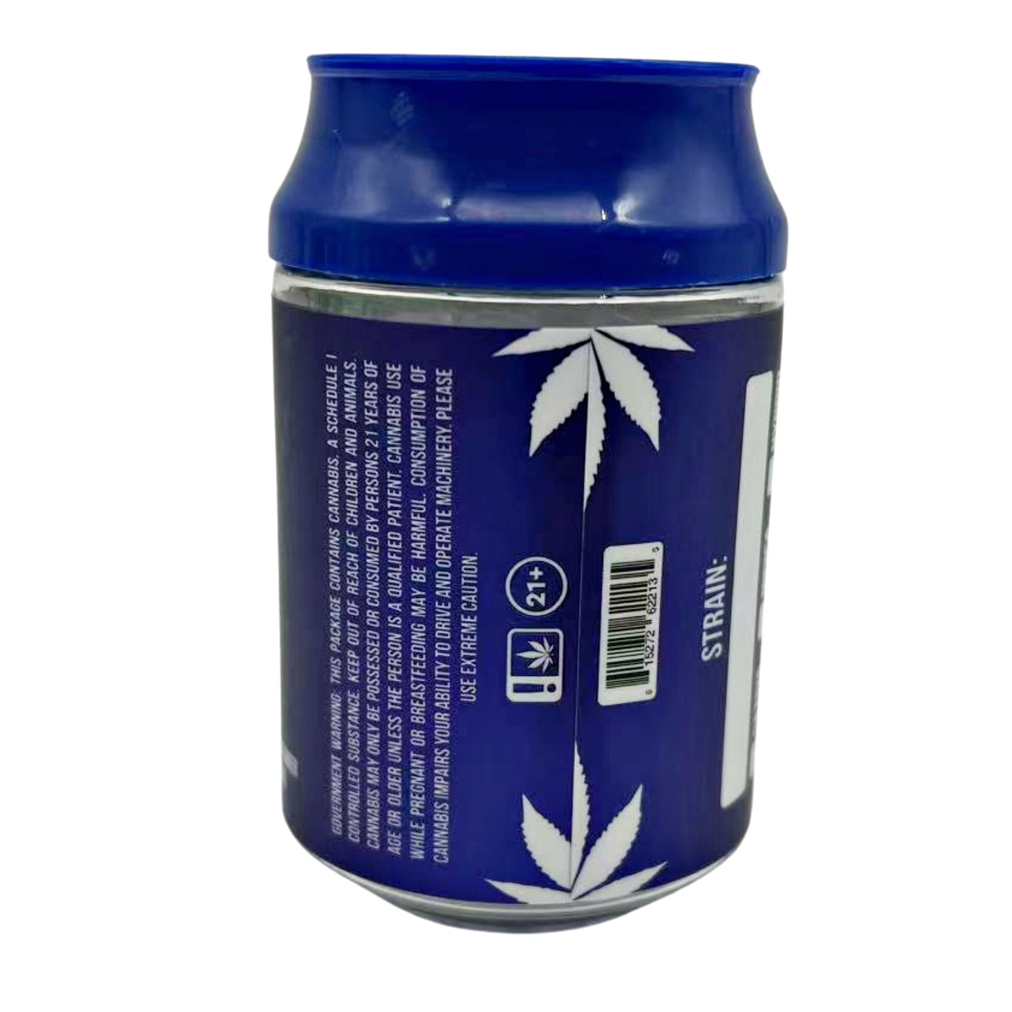 Can Mylar bag 3.5g, herb Mylar Bags, Where to buy mylar bags, Custom mylar bags near me, Mylar Bags Wholesale. Blue can with herb leaf design on a white background