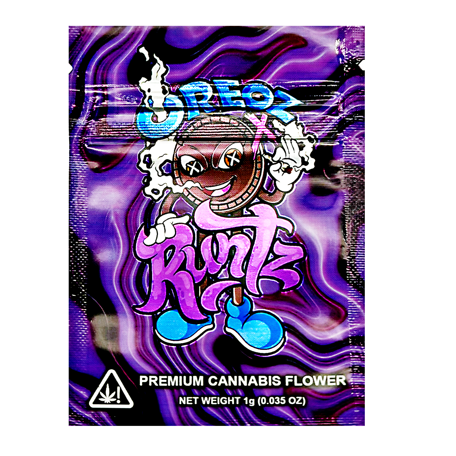 Mylar Bag Runtz premium cannabis flower packaging with colorful design and branding.