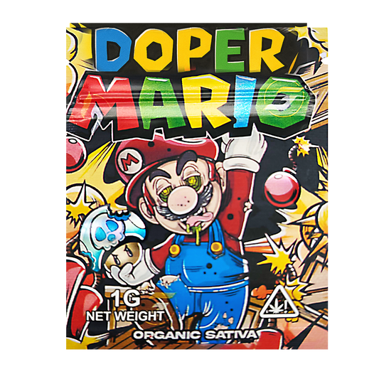 1g Exotic Mylar Bag - Doper Mario Organic Sativa (100 Count)