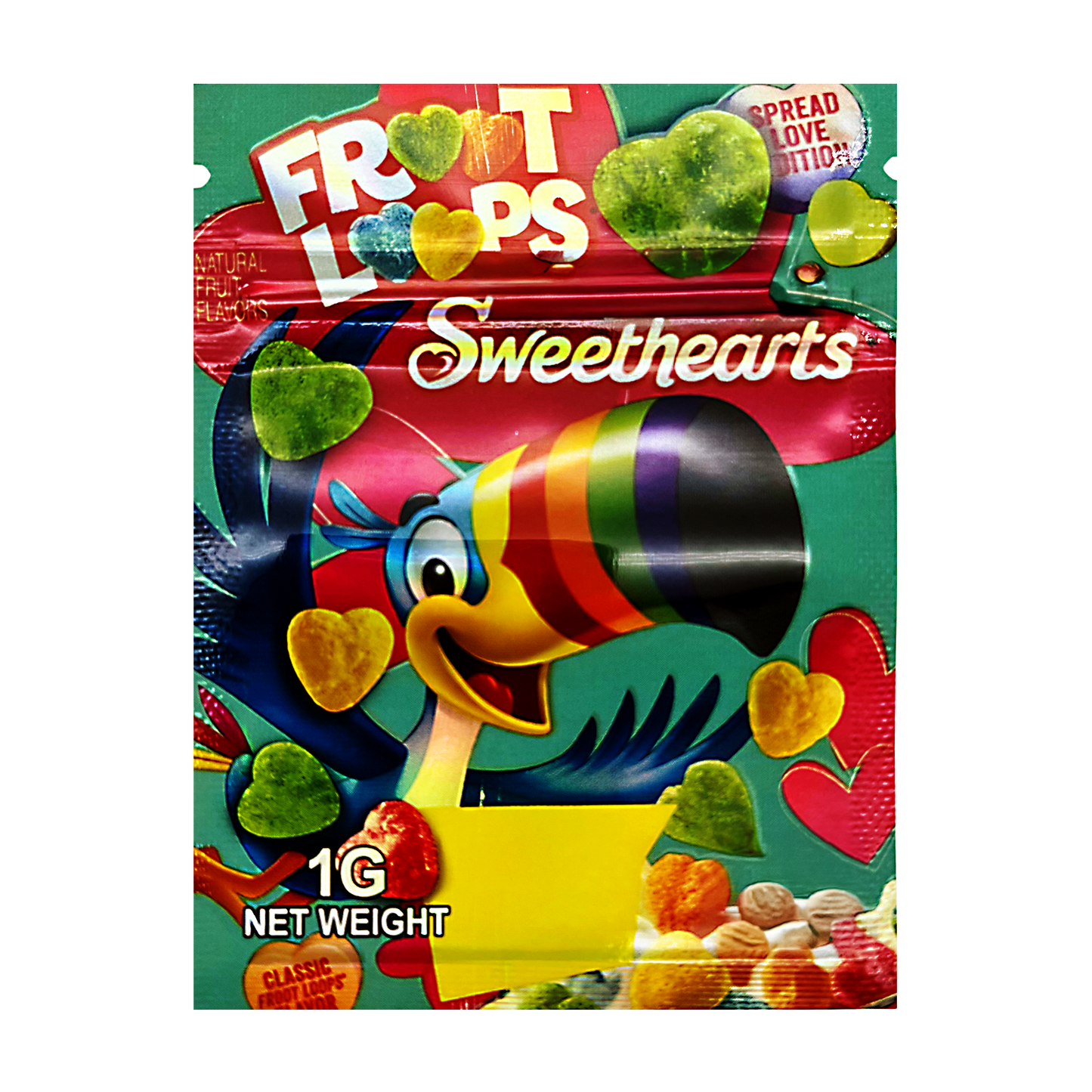 1g Exotic Mylar Bag - Froot Loops Weedablers Sweethearts (100 Count)