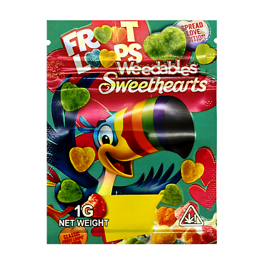 1g Exotic Mylar Bag - Froot Loops Weedablers Sweethearts (100 Count)