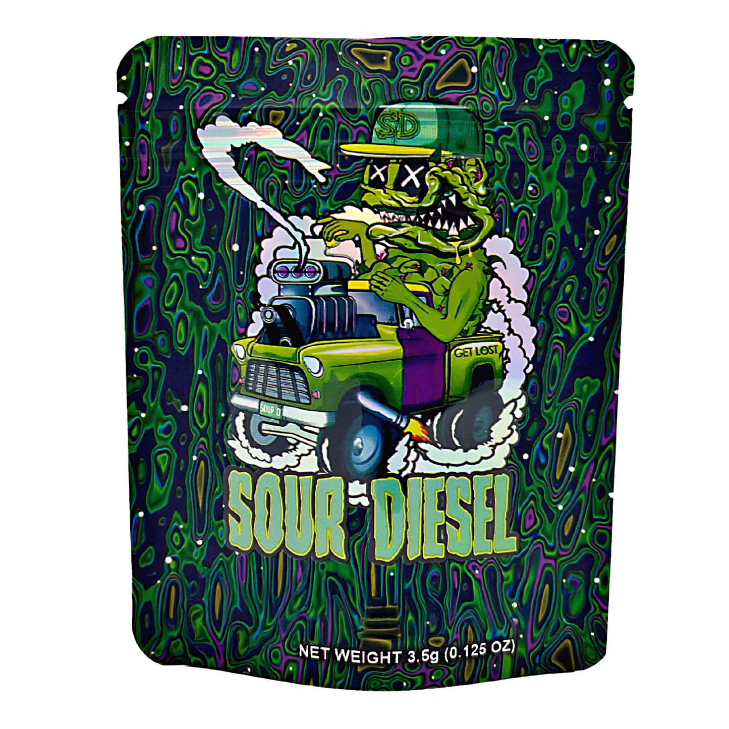 3.5g Exotic Mylar Bag - Sour Diesel Truck (50 Count)