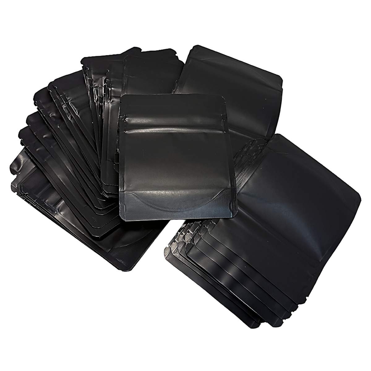 50 Pack -  3.5g Small (4" x 5") Black Plain Mylar Bags with Child Resistant Zipper – Heat Seal Foil Storage Pouches