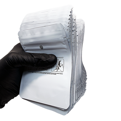 50 Pack -  3.5g Small (4" x 5") White Plain Mylar Bags with Child Resistant Zipper – Heat Seal Foil Storage Pouches