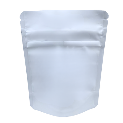 50 Pack -  3.5g Small (4" x 5") White Plain Mylar Bags with Child Resistant Zipper – Heat Seal Foil Storage Pouches