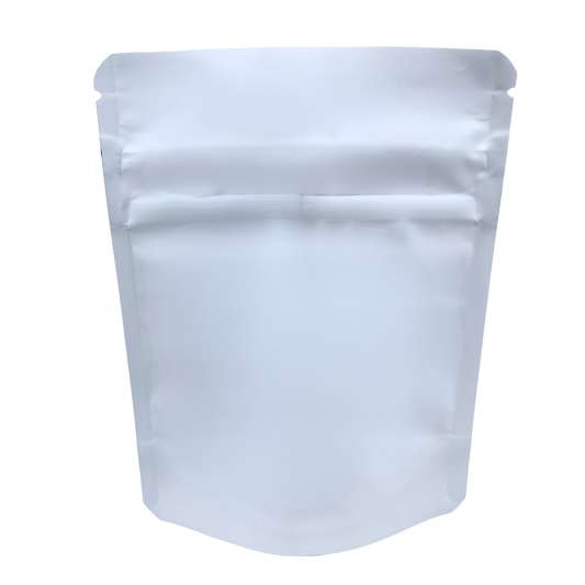 50 Pack -  3.5g Small (4" x 5") White Plain Mylar Bags with Child Resistant Zipper – Heat Seal Foil Storage Pouches