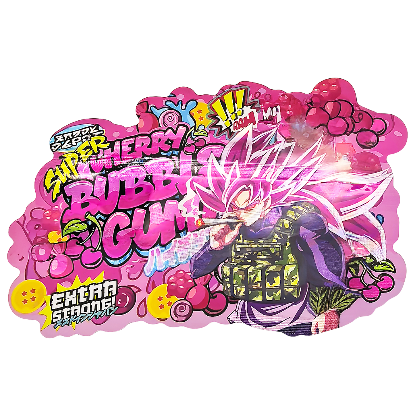 50 Pack – 3.5g Special Die Cut Shaped Mylar Bag - Kandy Depo Cherry Bubblegum