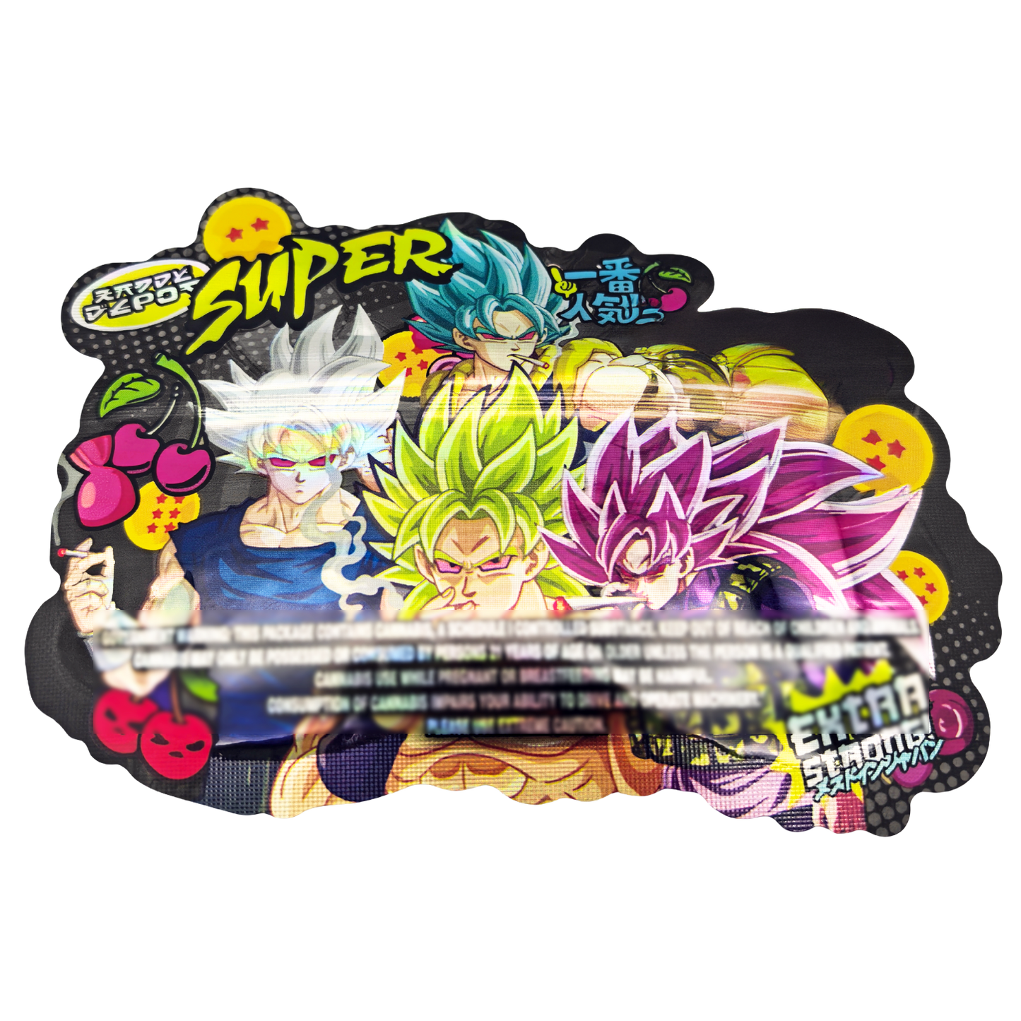 50 Pack – 3.5g Special Die Cut Shaped Mylar Bag - Kandy Depo Black Lemonhead