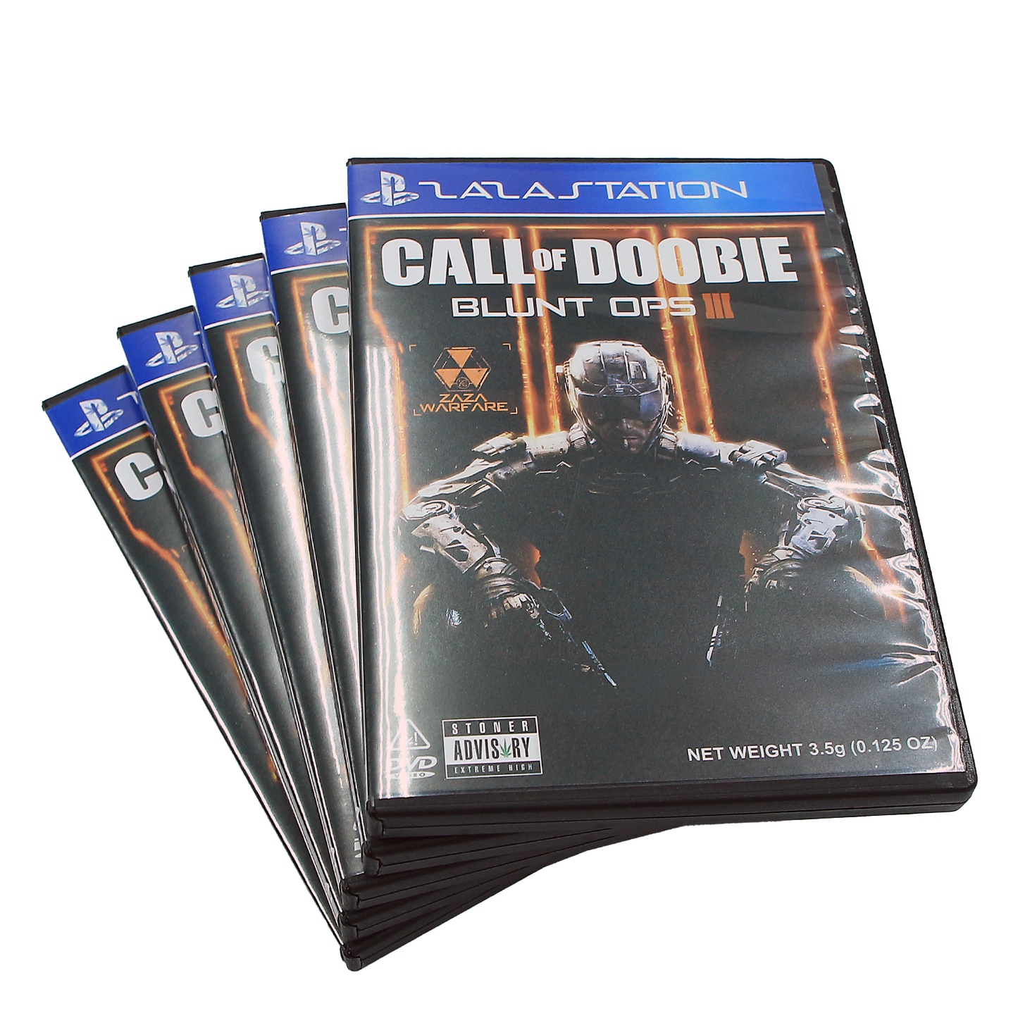 5 Pack - 3.5g DVD Case & Mylar Bag Combo - Call of Doobie Blunt Ops
