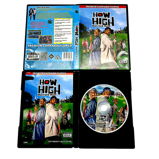 Mylar Bag  Cannabis product packaging with 'How High' movie cover and disc