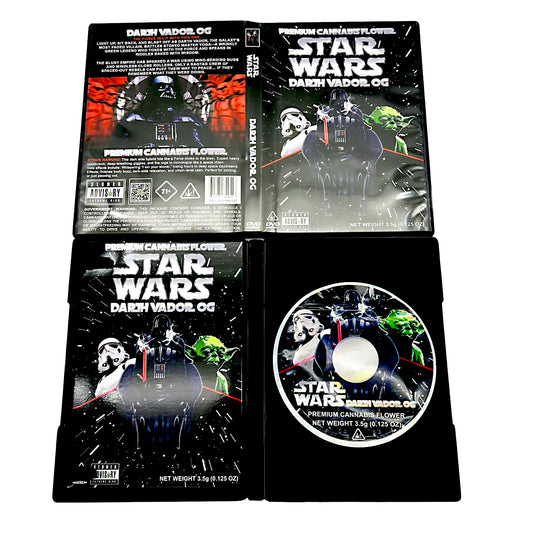 Mylar Bag Star Wars-themed cannabis flower packaging with a disc