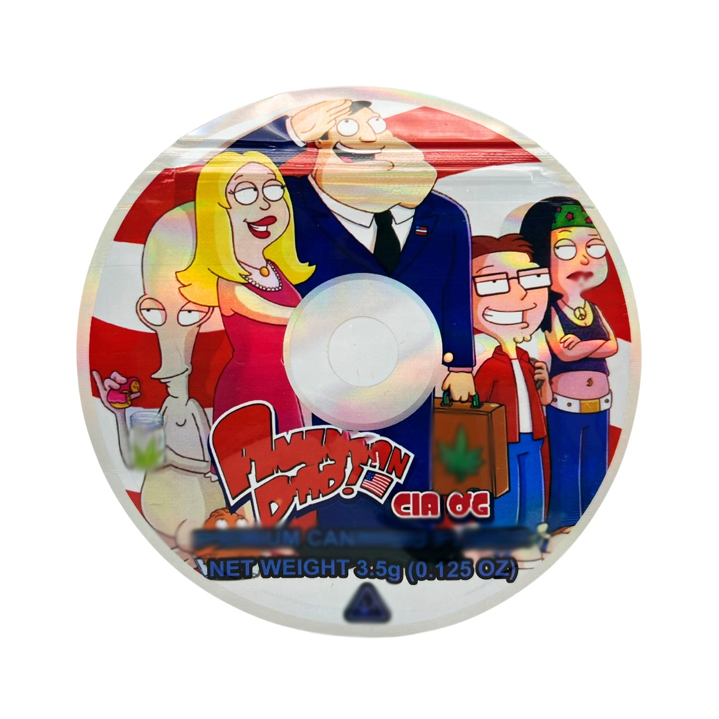 50 Pack - 3.5G DVD Shaped Mylar Bags - American Dad