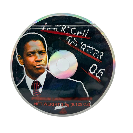 50 Pack - 3.5G DVD Shaped Mylar Bags - American Gangster OG
