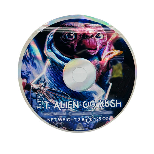 3.5g DVD Shaped Mylar Bag - E.T. Alien OG Kush (50 Count)