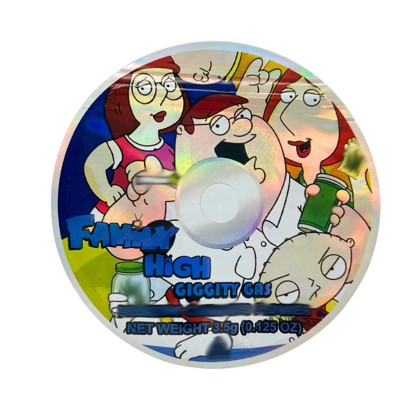3.5g DVD Shaped Mylar Bag - Family High Giggity GRS (50 Count)