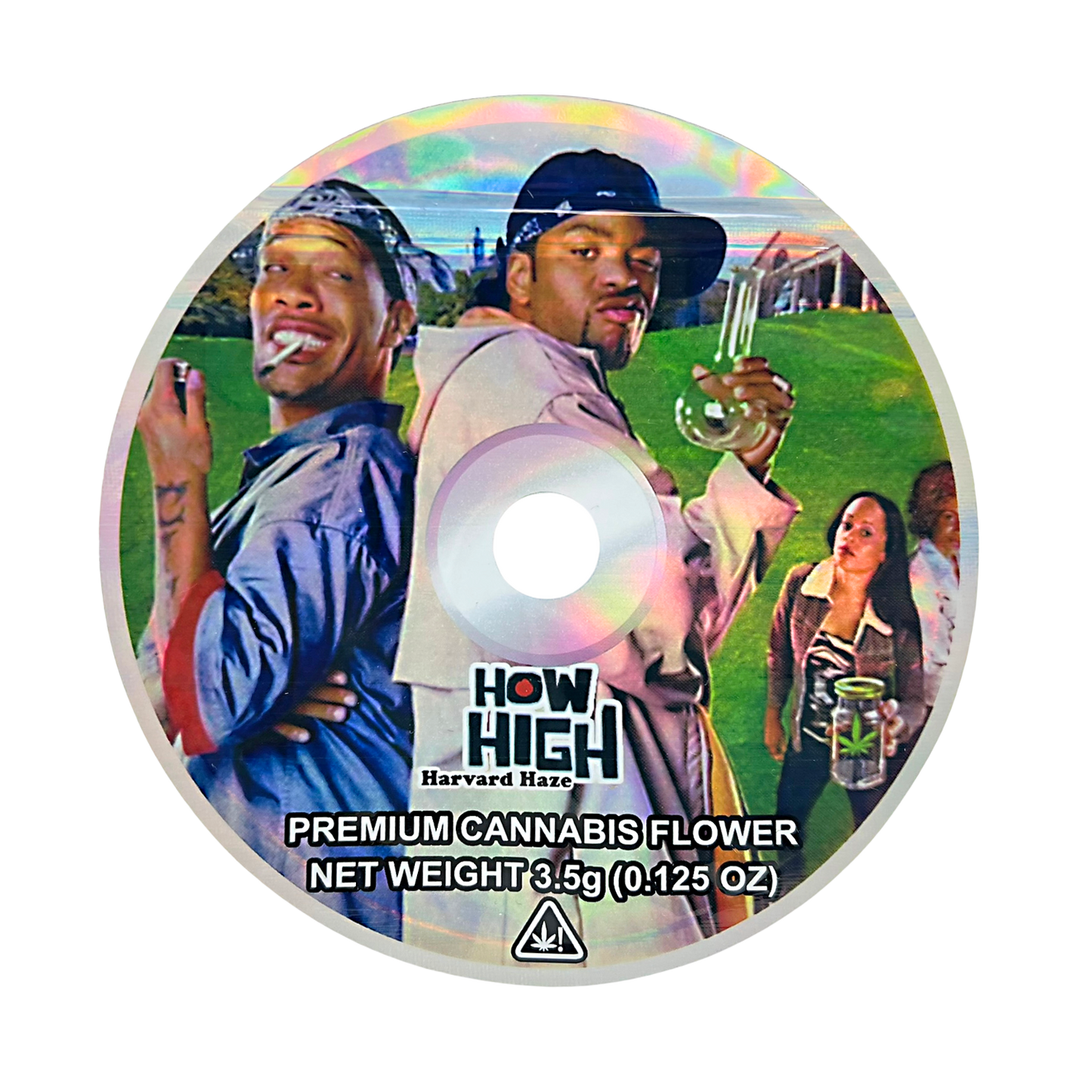 3.5g DVD Shaped Mylar Bag - How High Harvard Haze (50 Count)