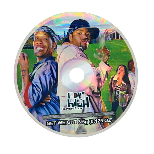 50 Pack - 3.5G DVD Shaped Mylar Bags - How High Harvard Haze