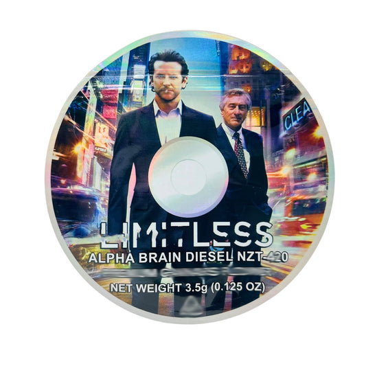 3.5g DVD Shaped Mylar Bag - Limitless Alpha Brain Diesel (50 Count)