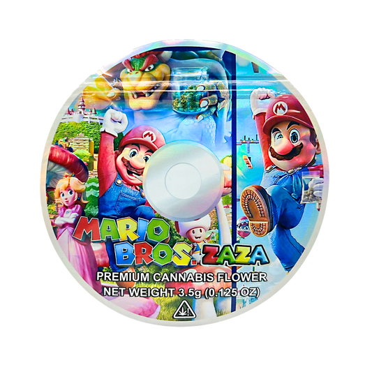 3.5g DVD Shaped Mylar Bag - Mario Bros Zaza (50 Count)