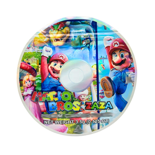 50 Pack - 3.5G DVD Shaped Mylar Bags - Mario Bros Zaza