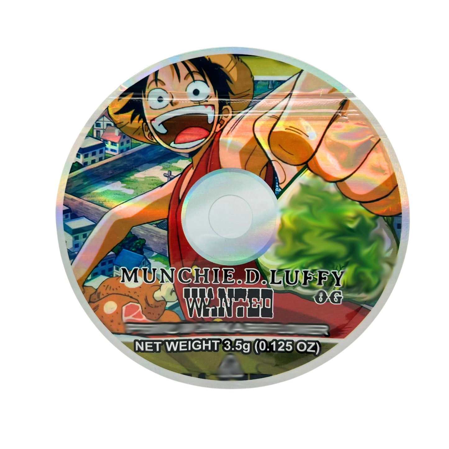 3.5g DVD Shaped Mylar Bag - One Piece Munchie D. Luffy Wanted (50 Count)