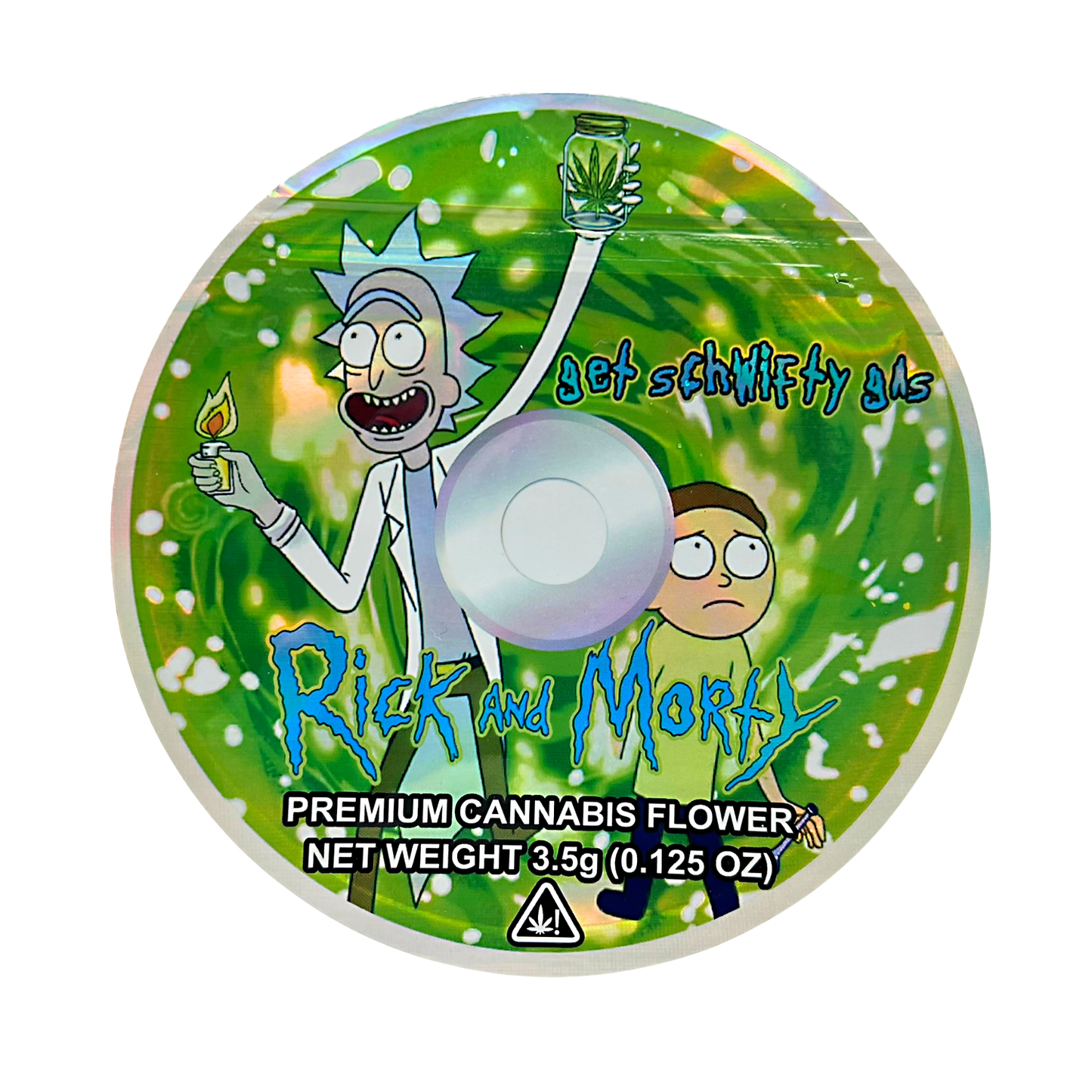 3.5g DVD Shaped Mylar Bag - Rick and Morty Get Schwifty Gas (50 Count)