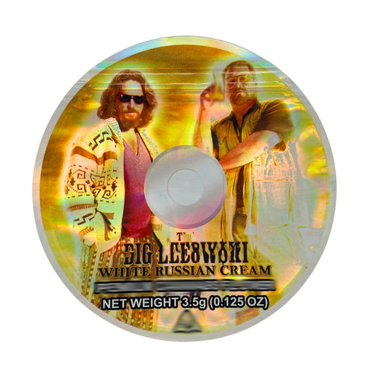 3.5g DVD Shaped Mylar Bag - The Glebowski White Russian Cream (50 Count)