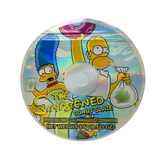 50 Pack - 3.5G DVD Shaped Mylar Bags - The Simpstoned Donut Glaze