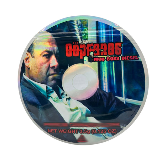 3.5g DVD Shaped Mylar Bag - The Sopranos Mob Boss Diesel (50 Count)