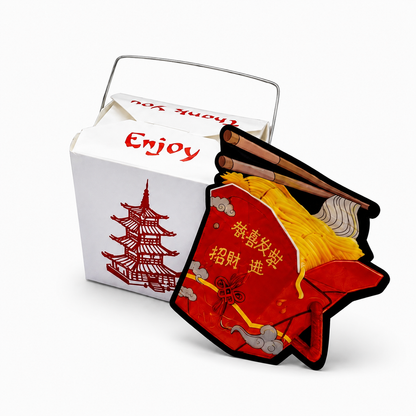 12 Pack Takeout Box with Noodle Storage Pouches – Choose Your Design