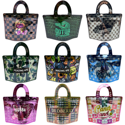 (50 Count) Handbag-Style Decorative Zip Foil Pouches – 9 Style Selection (A)