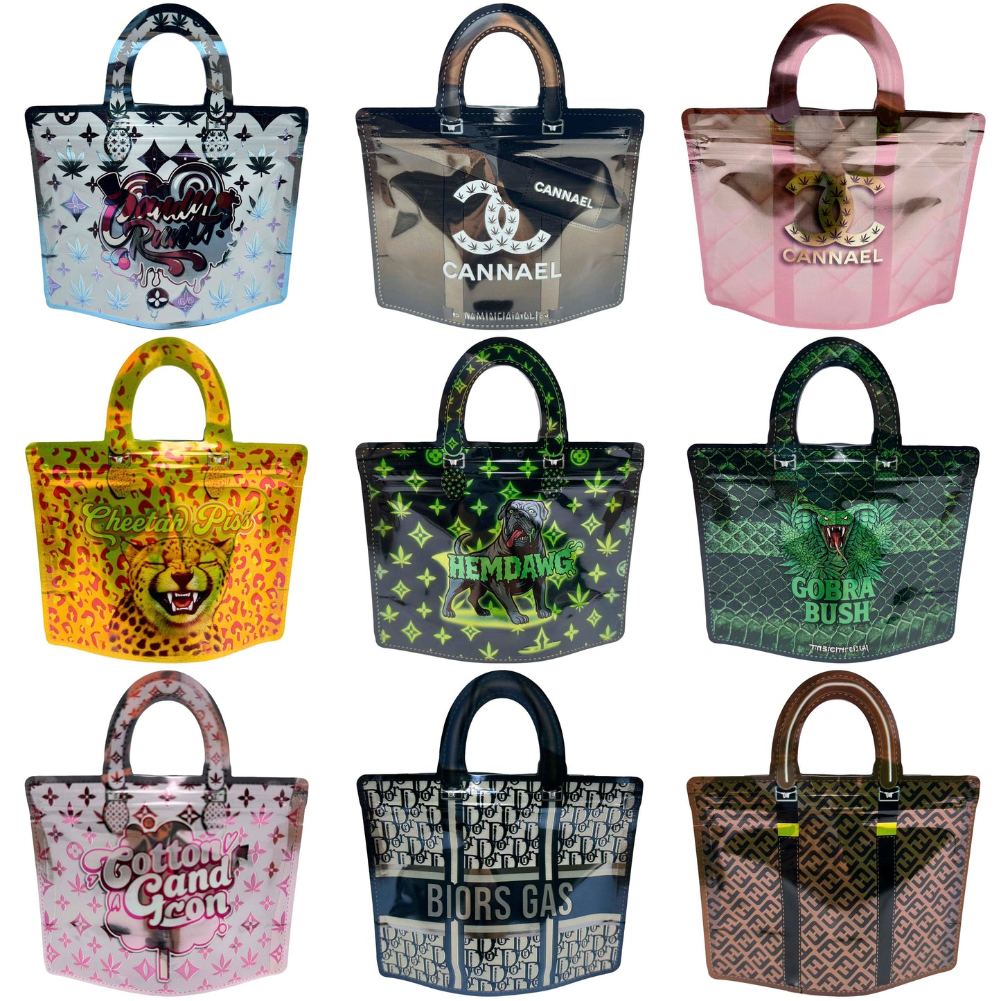 (50 Count) Handbag-Style Decorative Zip Foil Pouches – 9 Style Selection (B)