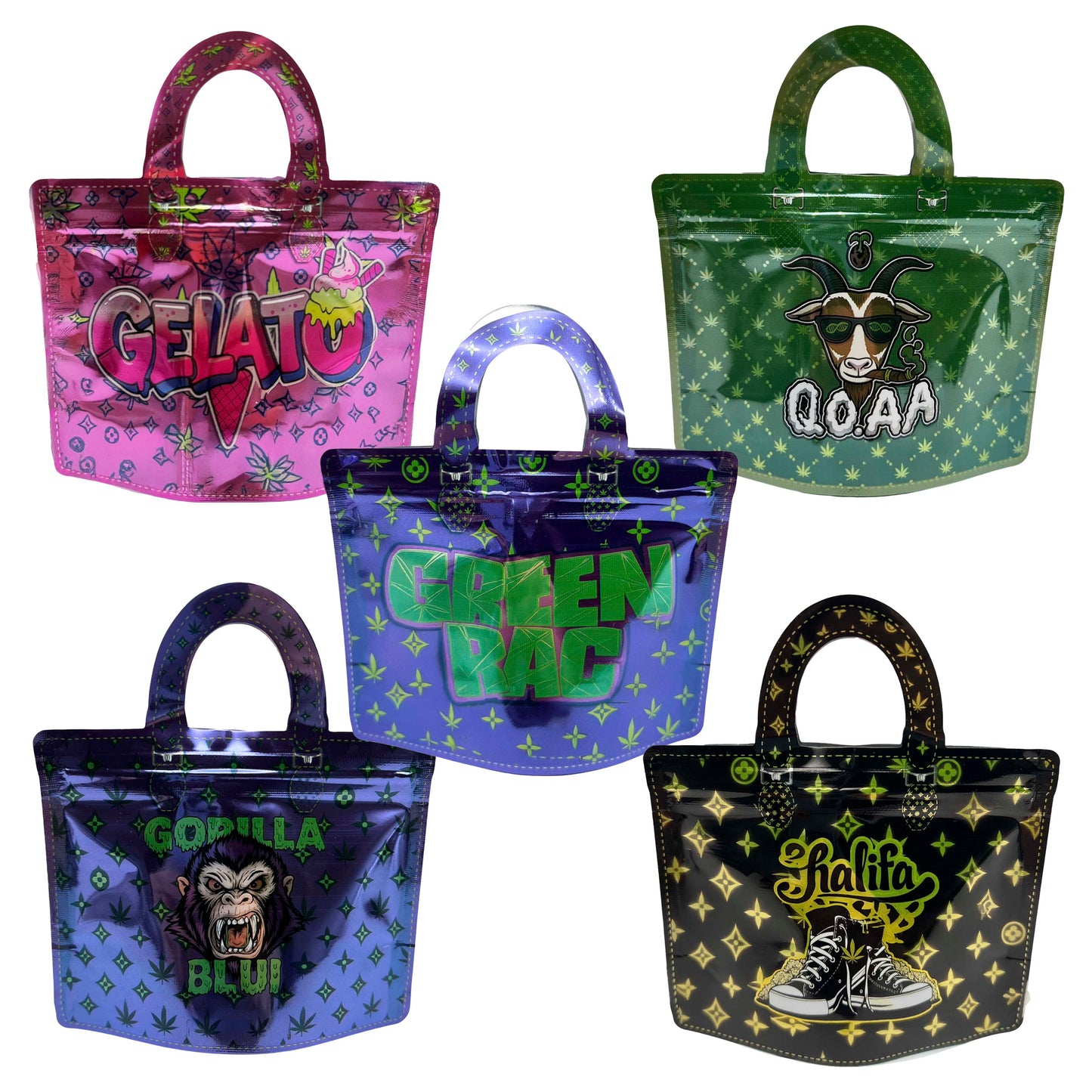 (50 Count) Handbag-Style Decorative Zip Foil Pouches – 5 Style Selection (C)