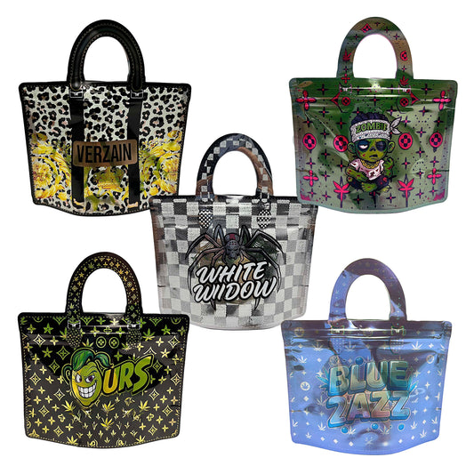 (50 Count) Handbag-Style Decorative Zip Foil Pouches – 5 Style Selection (F)