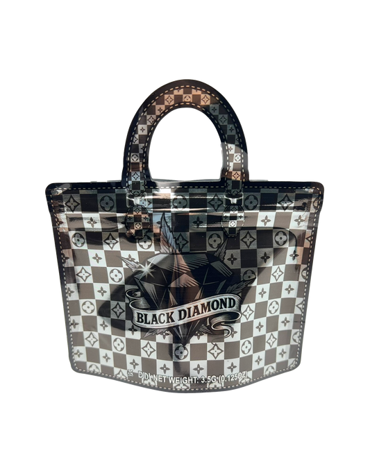50 Pack - 3.5G Handbag Shaped Mylar Bags - Black Diamond