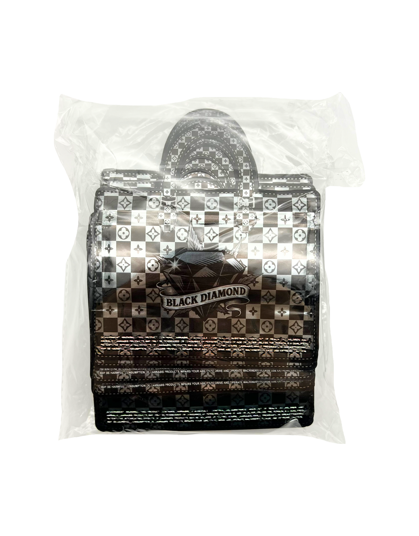 50 Count Decorative Handbag-Style Zip-Seal Foil Pouches (3.5"x4.5") Black Diamond