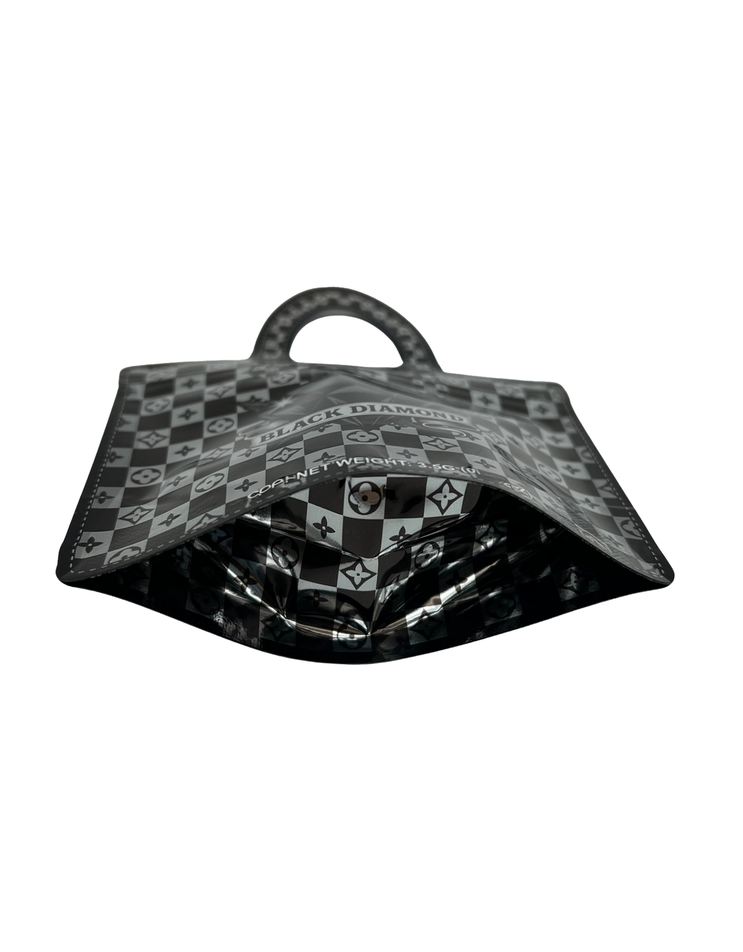 50 Count Decorative Handbag-Style Zip-Seal Foil Pouches (3.5"x4.5") Black Diamond