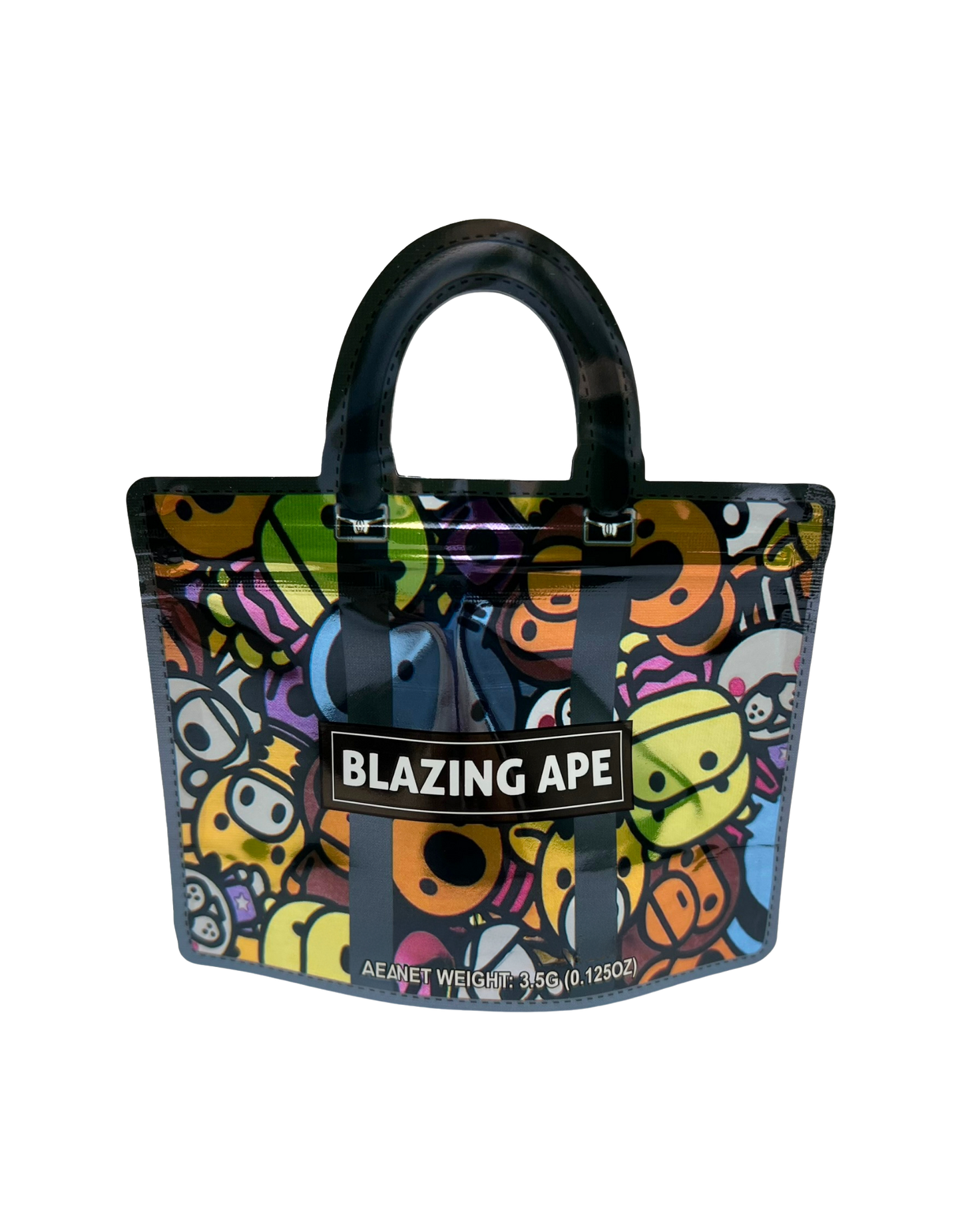 50 Count 4.5" - 3.5" Handbag-Style Mylar Bags  Blazing Ape Colorful