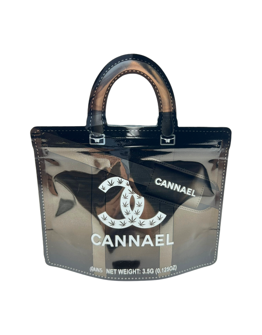 50 Pack - 3.5G Handbag Shaped Mylar Bags - Cannael Black