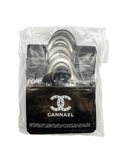 50 Count Decorative Handbag-Style Zip-Seal Foil Pouches (3.5"x4.5") Cannael Black