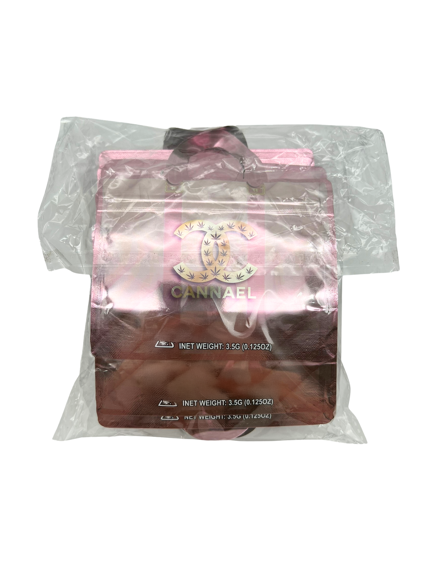 50 Count Decorative Handbag-Style Zip-Seal Foil Pouches (3.5"x4.5") Cannael Pink