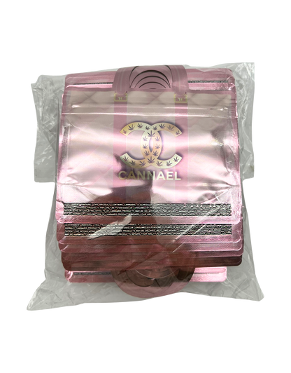 50 Count Decorative Handbag-Style Zip-Seal Foil Pouches (3.5"x4.5") Cannael Pink