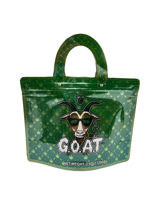 50 Count 4.5" - 3.5" Handbag-Style Mylar Bags  G.O.A.T.